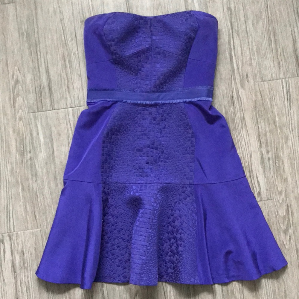 Rebecca Taylor Strapless Purple Dress